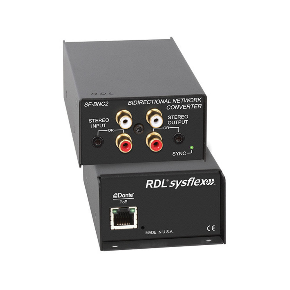 RDL SF-BNC2 SysFlex Unbalanced Stereo Dante Network Interface