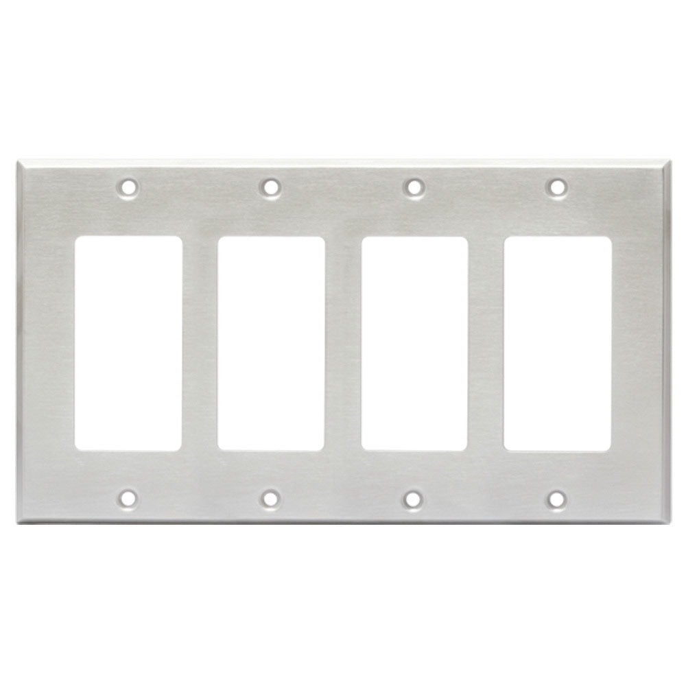 RDL CP-4 Quad Cover Plate for Decora RDL Controls (Stainless Steel)