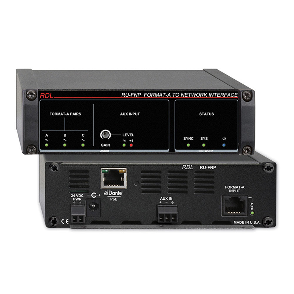 RDL RU-FNP Format-A to Dante Network Interface (with PoE)