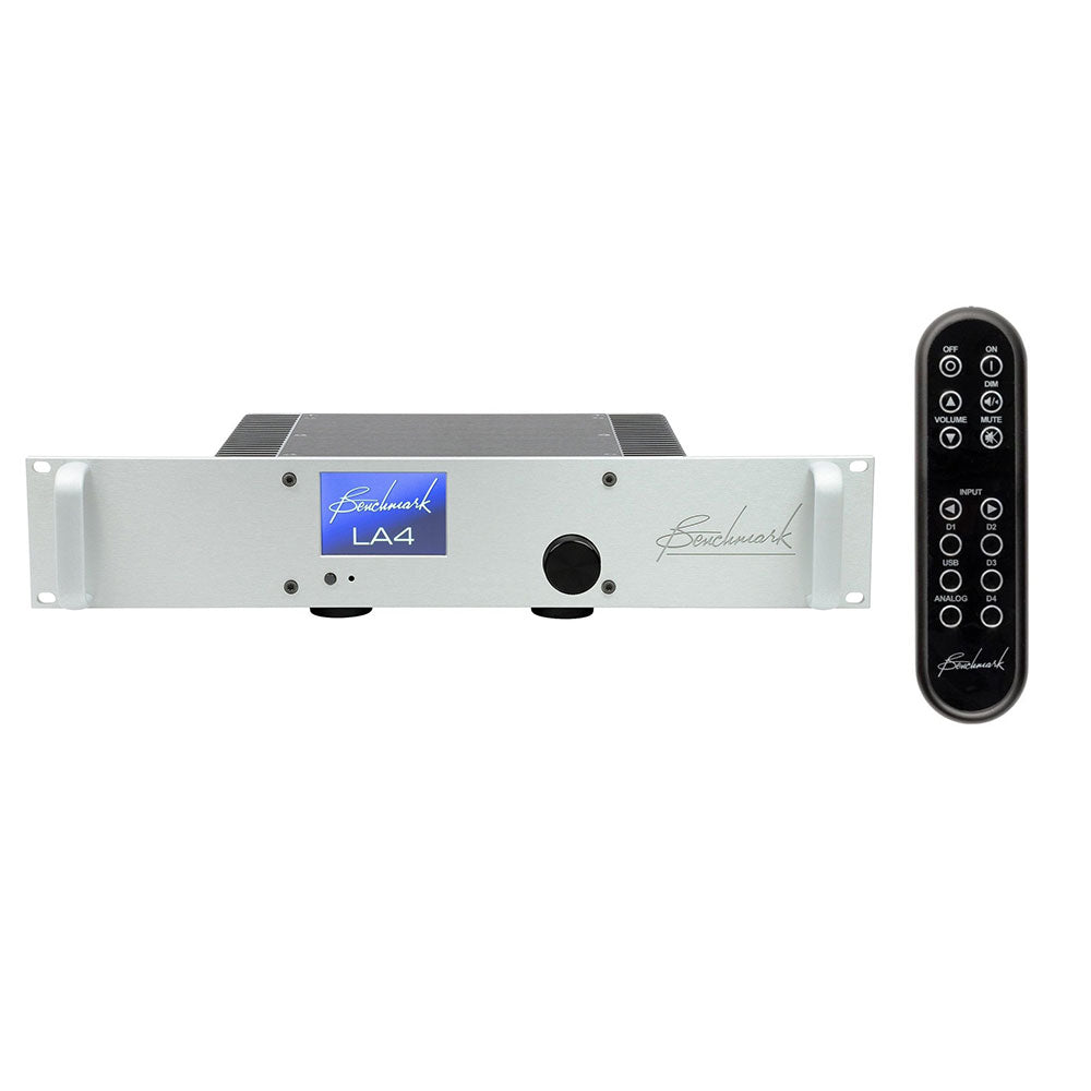 Benchmark LA4 Line Amplifier for Hi-Fi and Studio Power Amps (Silver Rack Mount with Remote Control)
