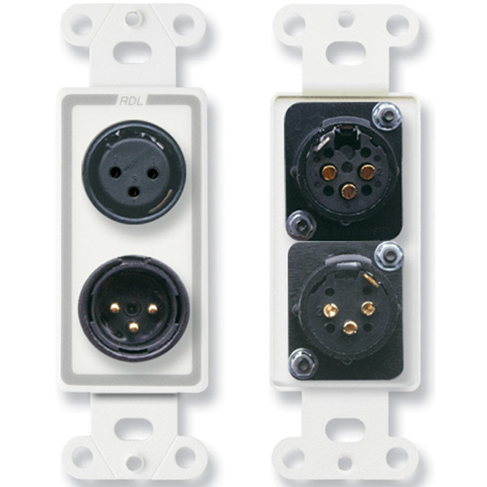 RDL D-XLR2 XLR 3-pin Female & 3-pin Male on D Plate - Solder type