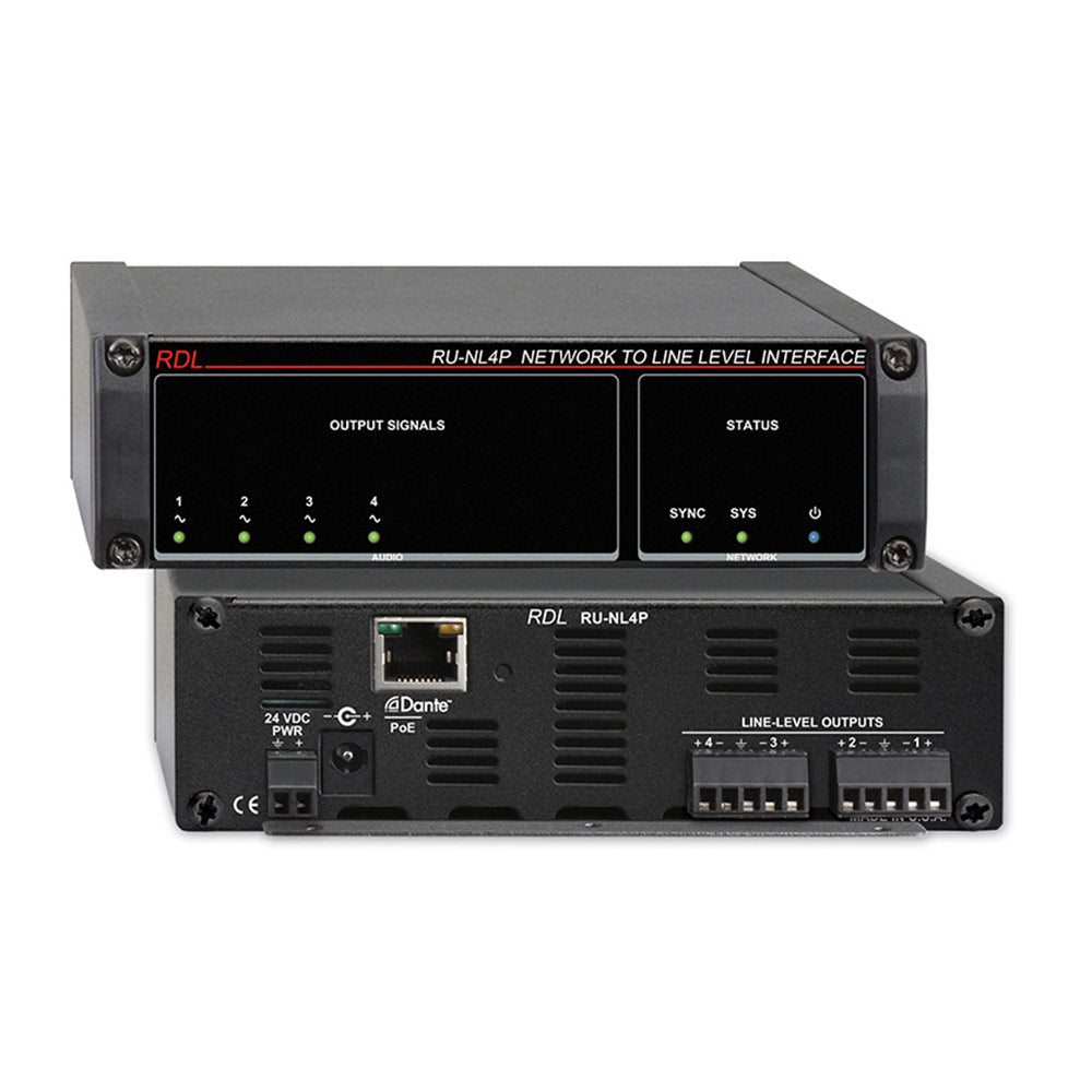RDL RU-NL4P Dante Network to Line Level Interface (with PoE)