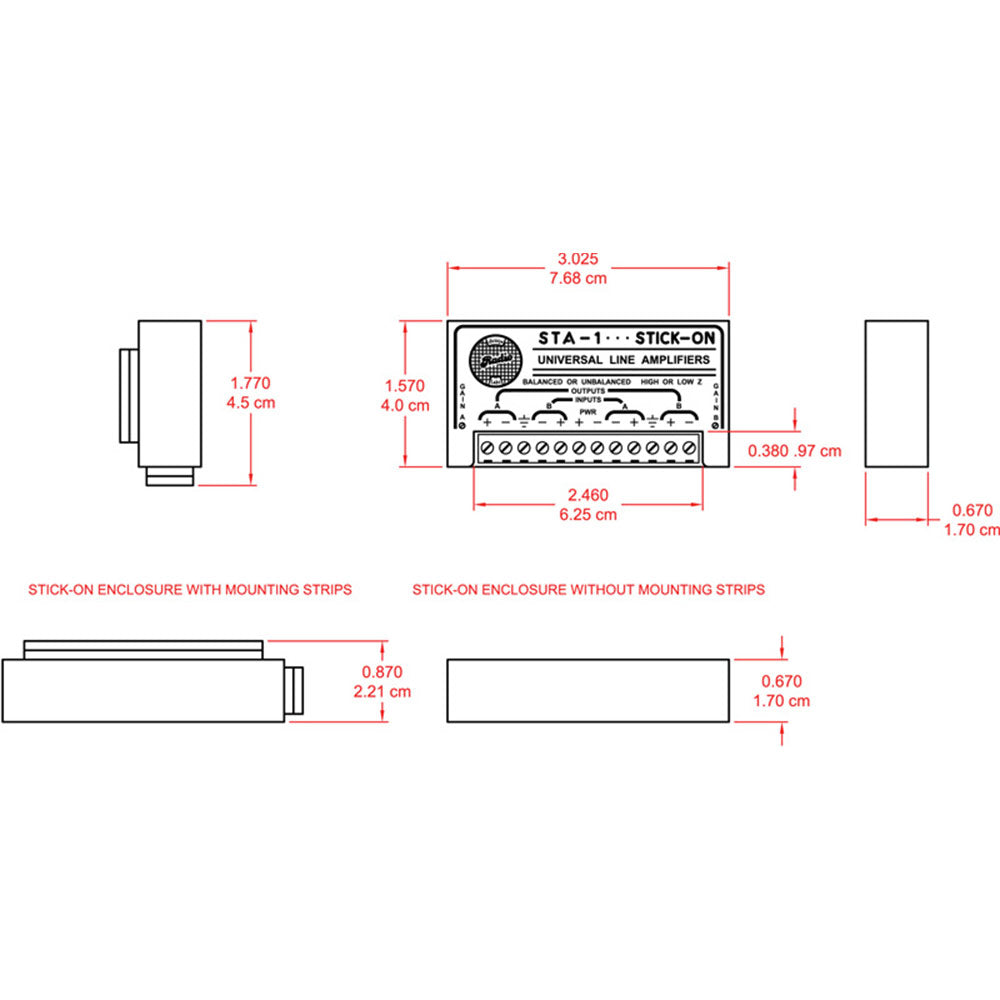 RDL STA-1 Stick-On Electronic Transformer/Line Amplifier