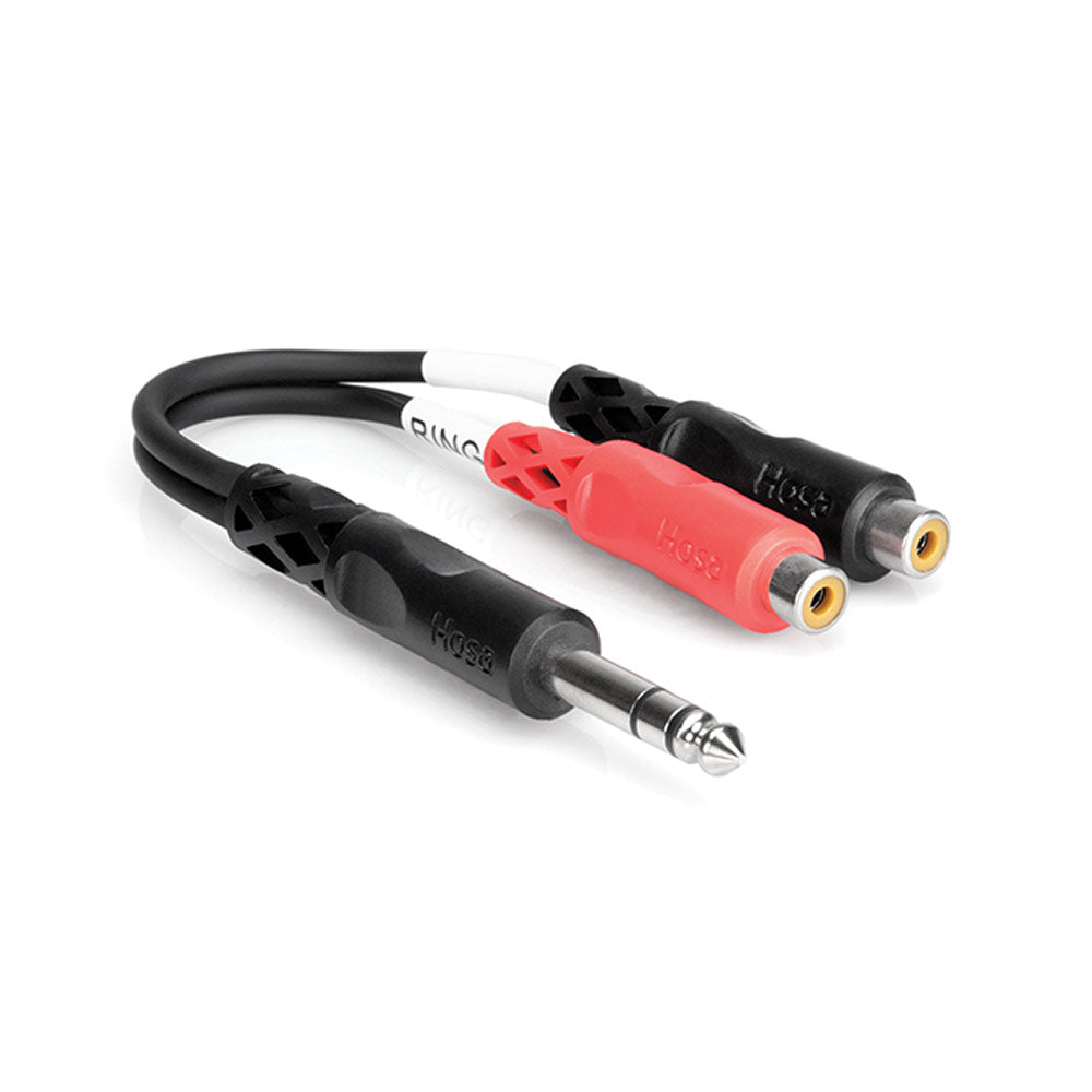 Hosa YPR-102 1/4 inch TRS to Dual RCAF Stereo Breakout Cable, 6 inches