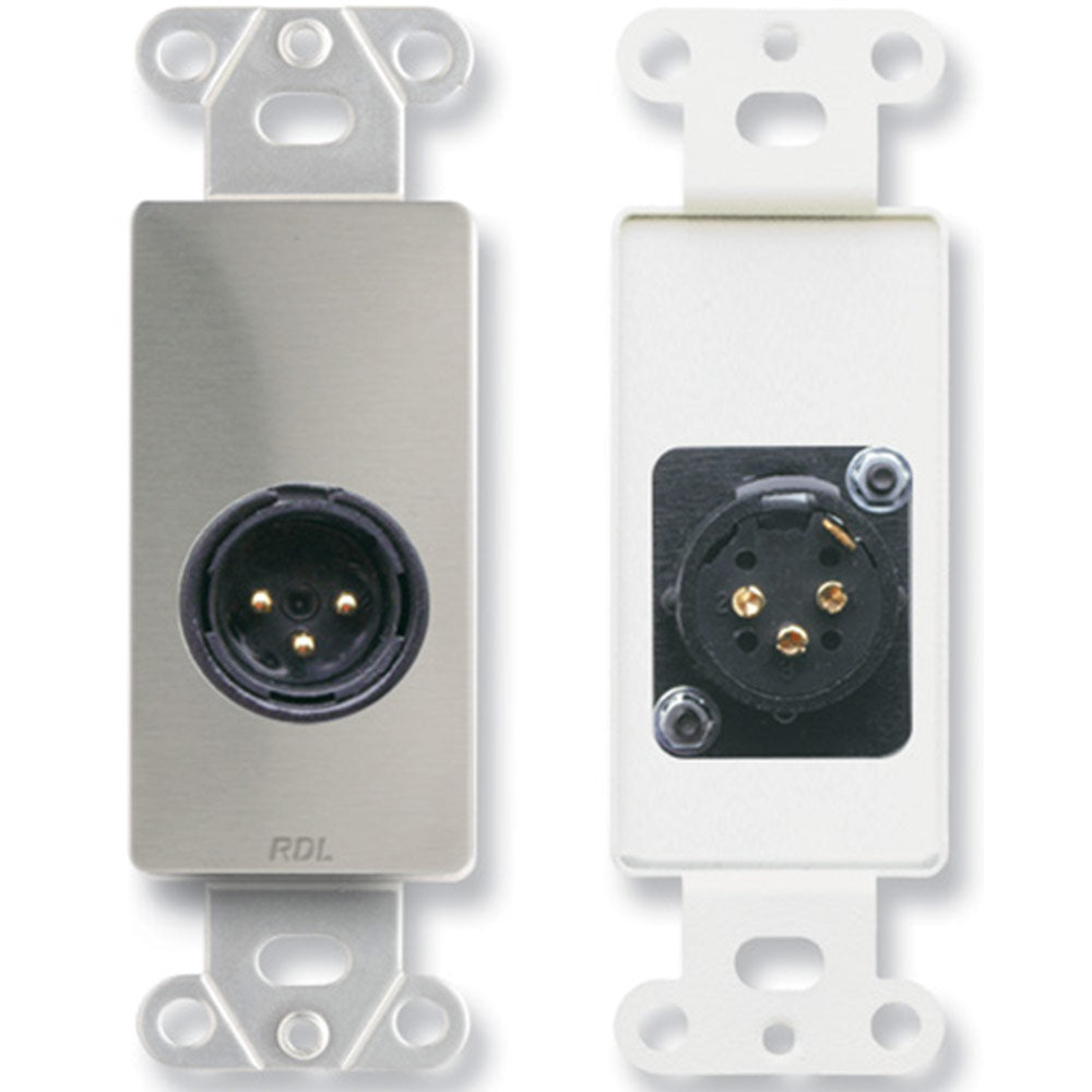 RDL DS-XLR3M XLR 3-pin Male Jack on D Plate - Solder type - Stainless Steel