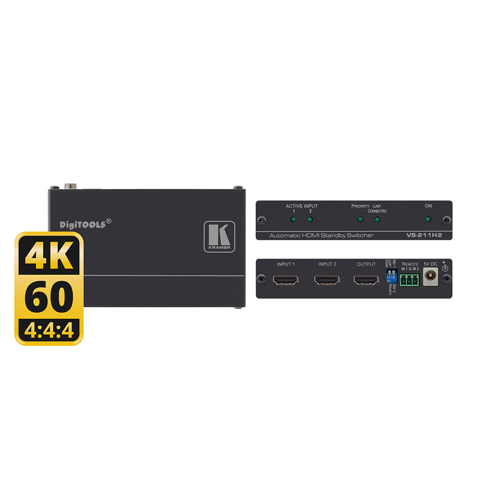 Kramer VS-211H2 2x1 4K HDR HDCP 2.2 HDMI Auto Switcher