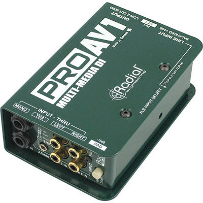 Radial Engineering PROAV1 Passive Consumer to Pro DI Direct Injection Box - Stereo to Mono Merge