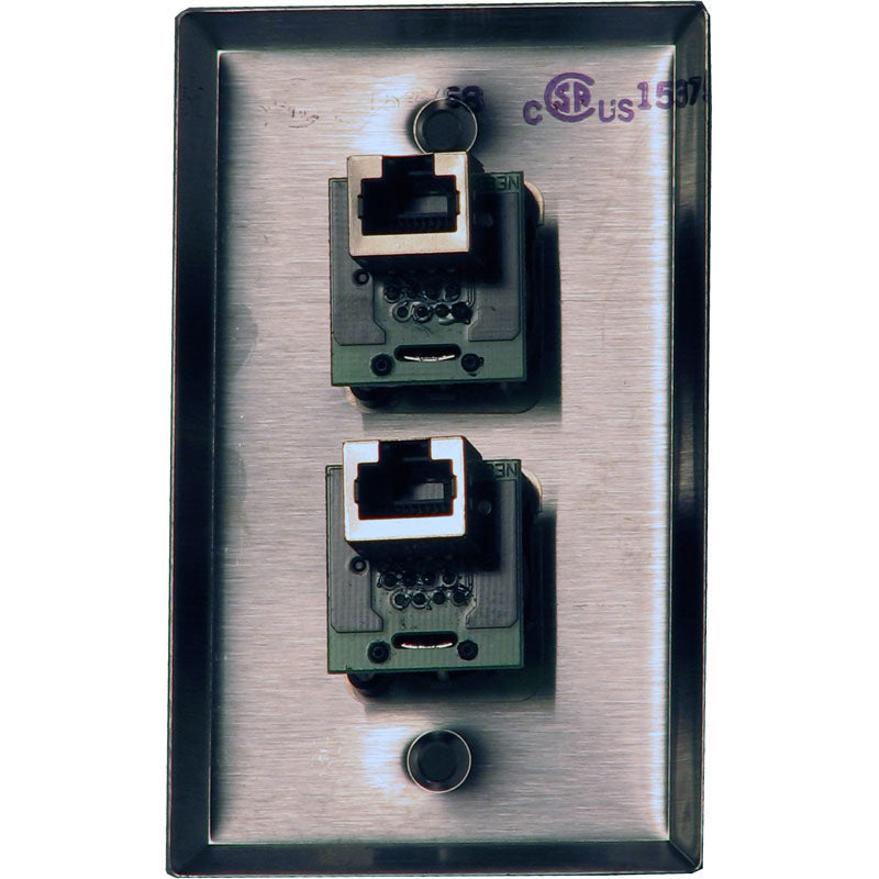 Neutrik 208E Dual NE8FDP Wallplate with etherCON Pass-Through Receptacles