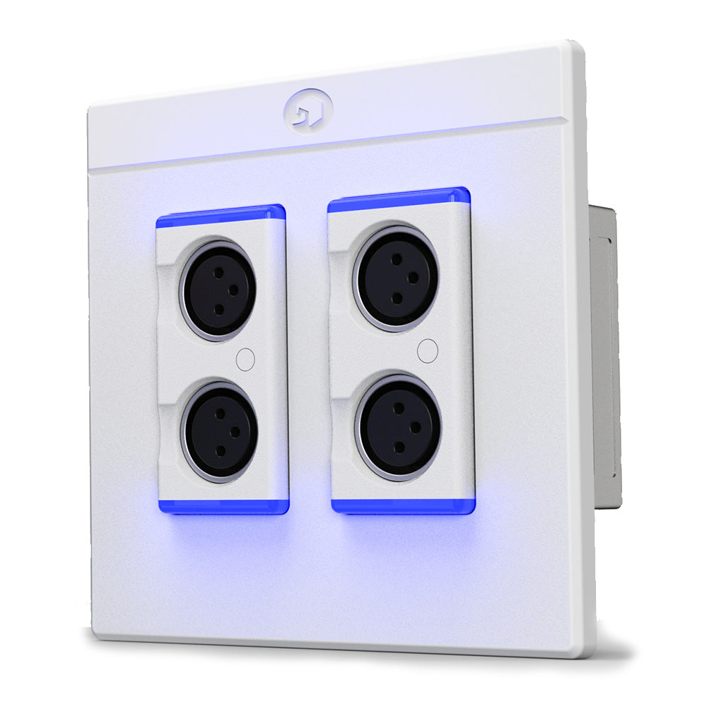 Symetrix xIN XLR-4 - Double Gang Wall Plate Analog to Dante Interface (White)