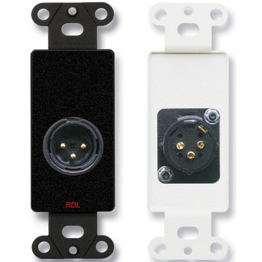 RDL DB-XLR3M Decora Mount Single XLR Male Solder Jack Panel (Black)