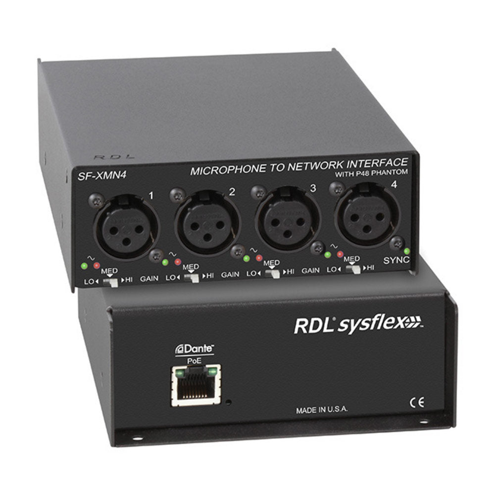 RDL SF-XMN4 SysFlex 4-Channel Microphone to Dante Network Interface