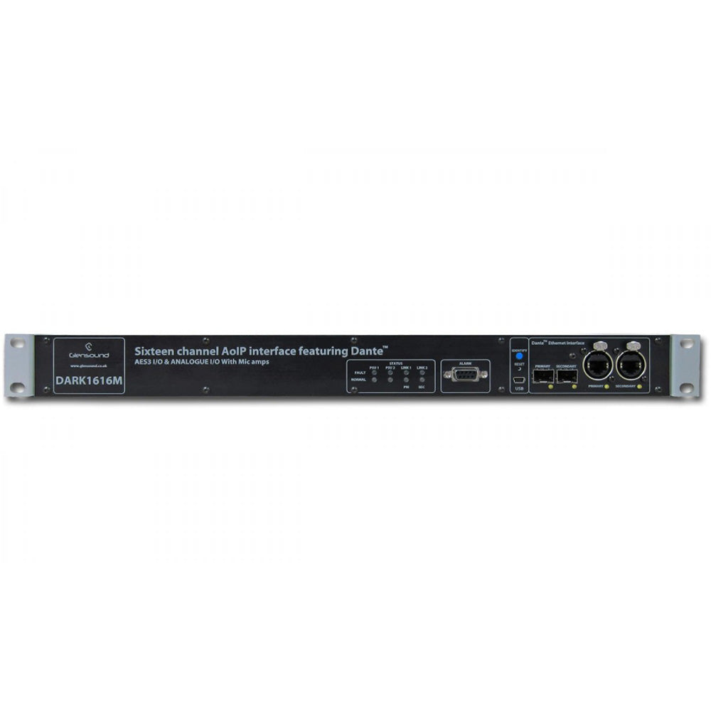 Glensound DARK 1616M Dante / AES67 Network Audio Analog and AES Interface With Remote Mic Amps