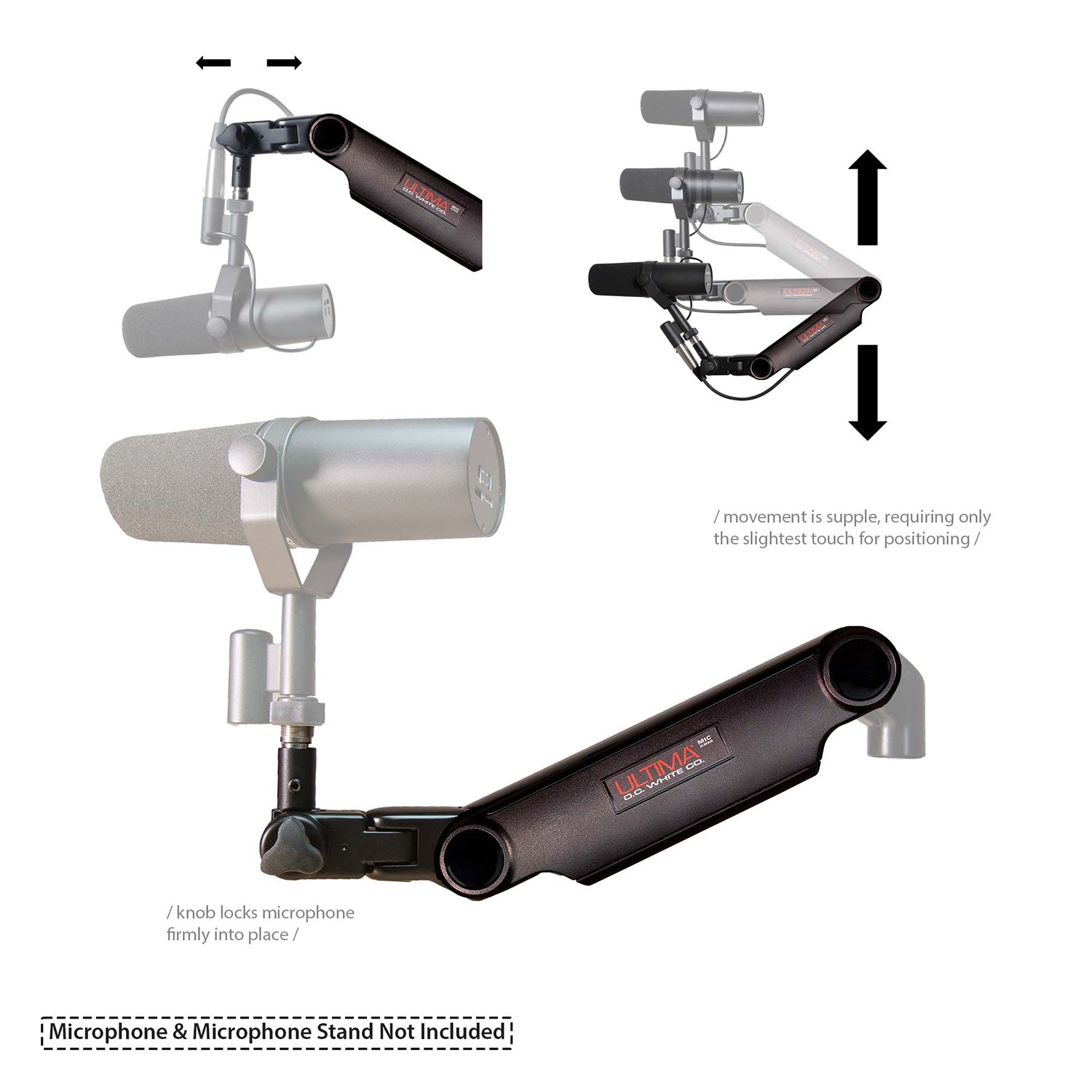 OC White ULP-13 - ProBoom Ultima Gen2 Ultima Low Profile Adjustable Mic Boom with 12" Fixed Horizontal Arm (Black)