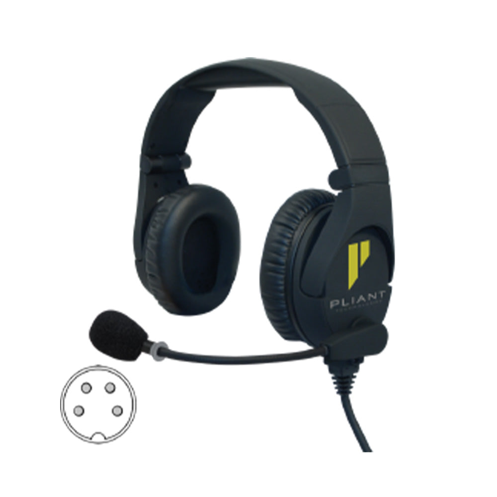 Pliant Technologies PHS-SB210E-4M - SmartBoom Pro Dual-Ear Intercom Headset with Electret Mic (XLR4M)