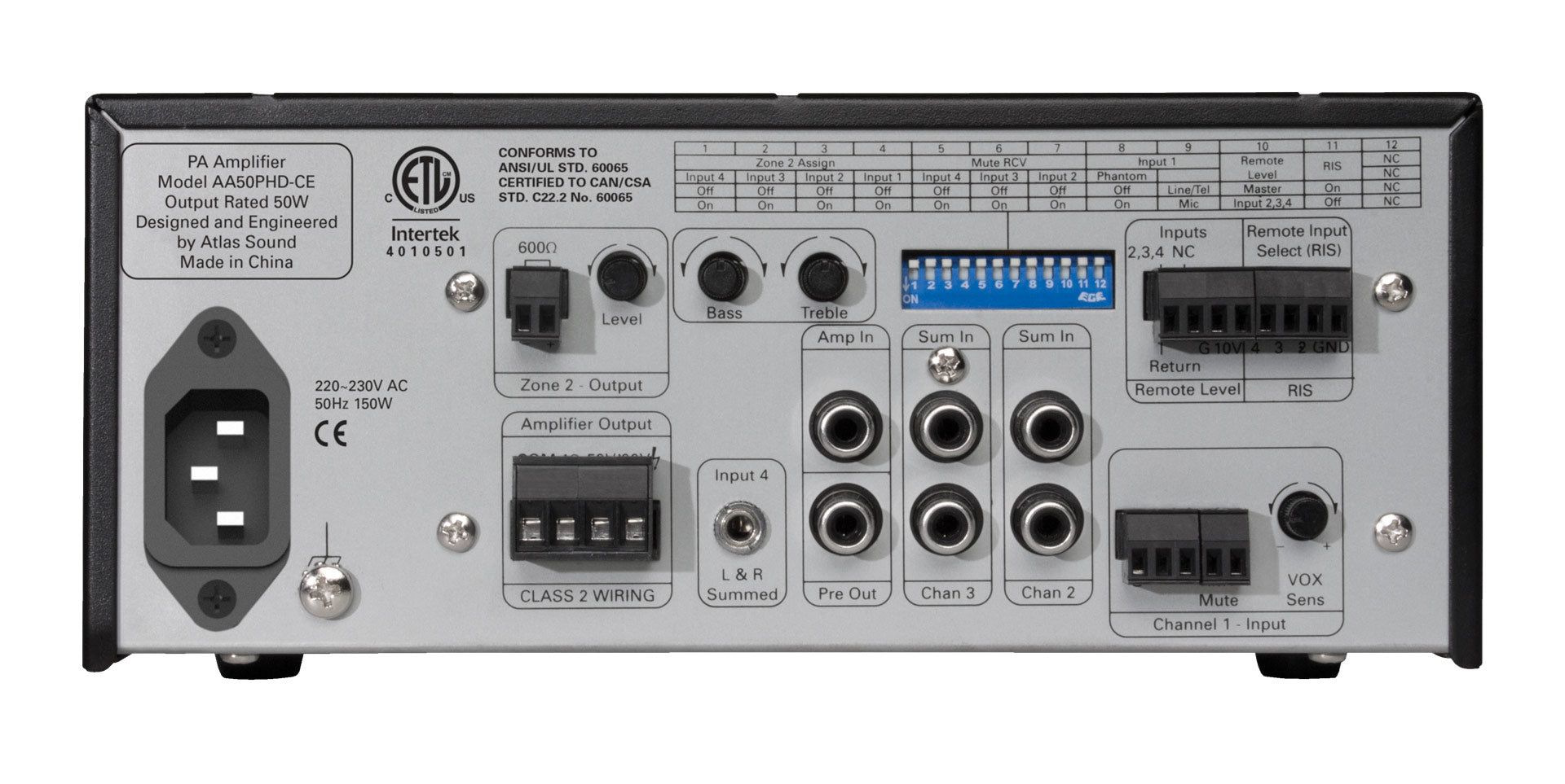 AtlasIED AA50PHD - 3-Input 50-Watt Multi-Load Mixer Amplifier