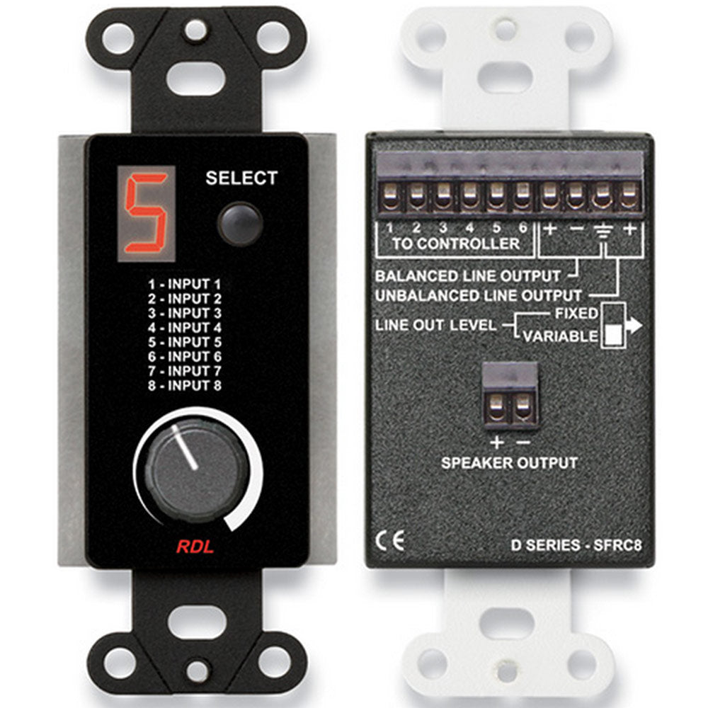 RDL DB-SFRC8 Room Control Station for SourceFlex System (Black) - Custom Engraving Option