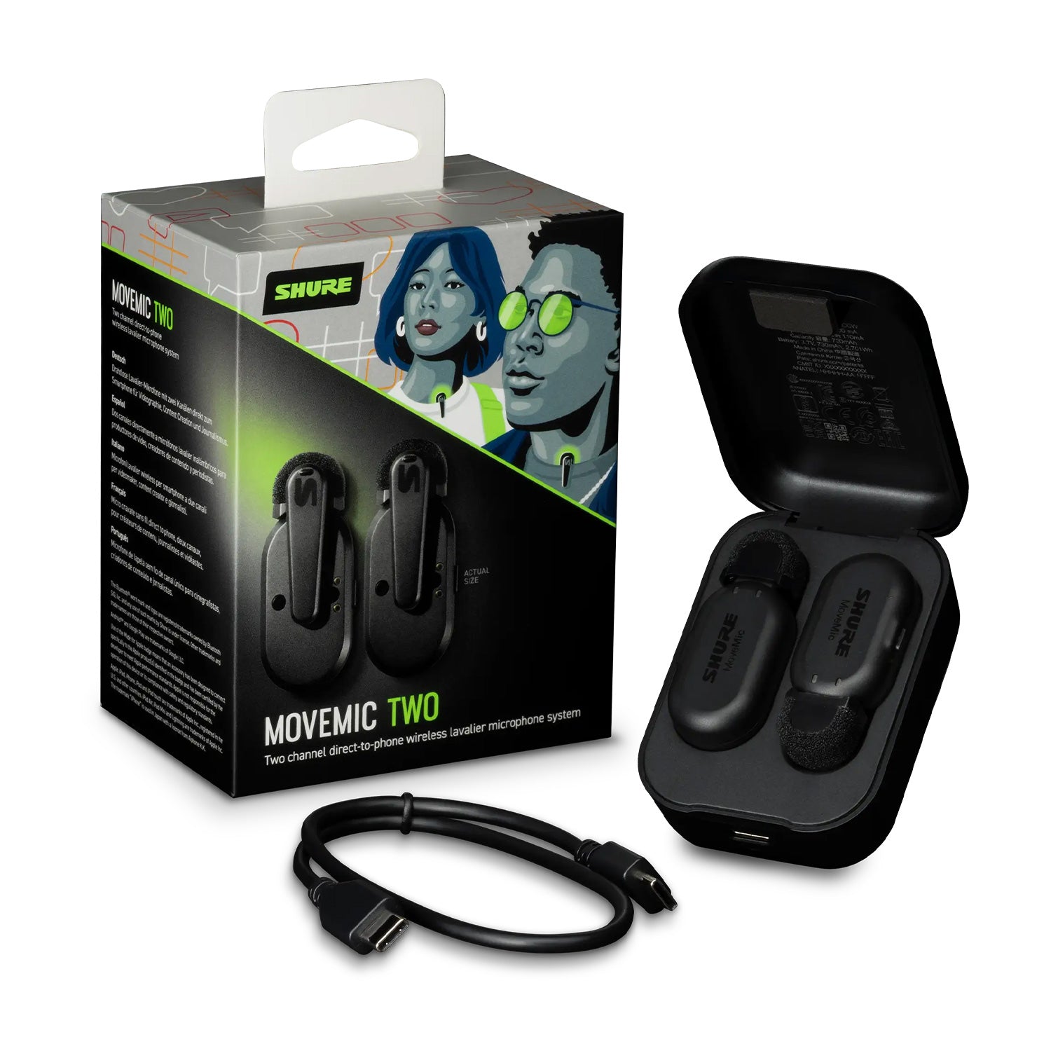 Shure MoveMic Two - Two-Channel Wireless Lavalier Microphone System