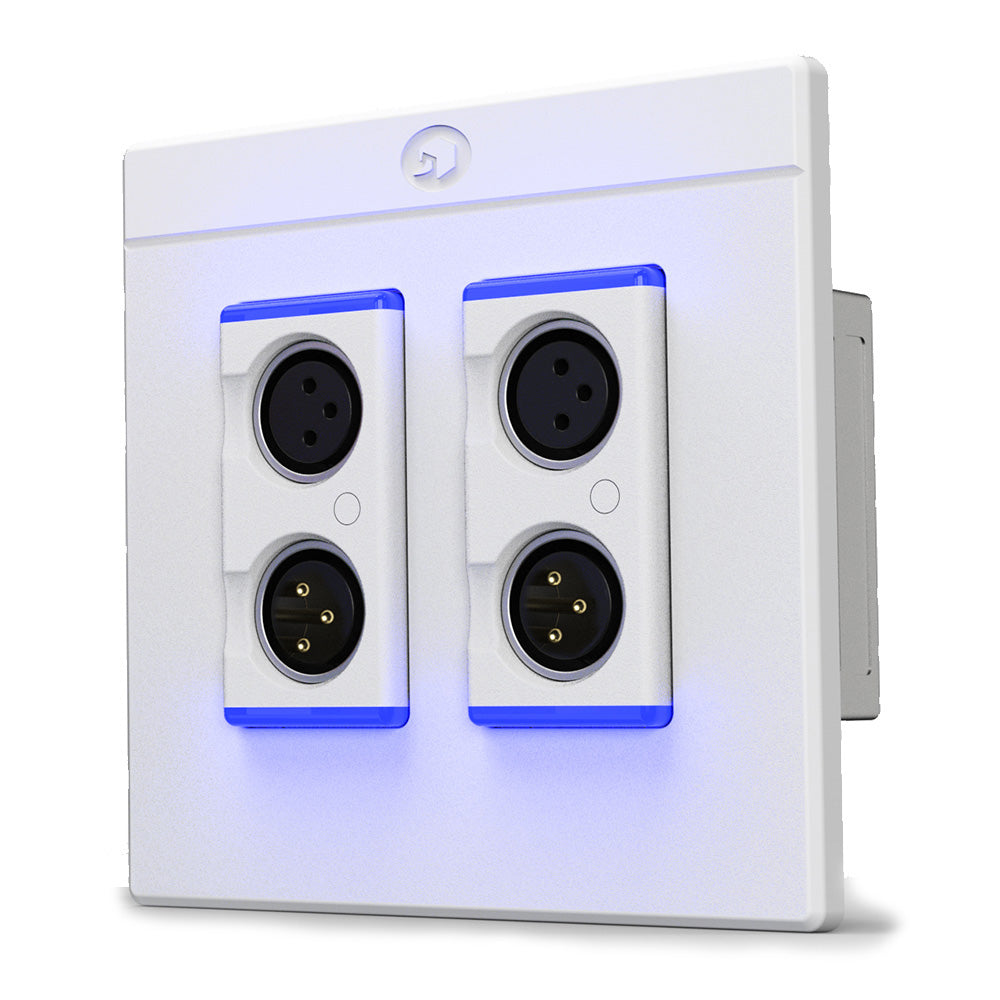 Symetrix xIO XLR-2x2 - Double Gang Wall Plate Analog to Dante Interface (White)