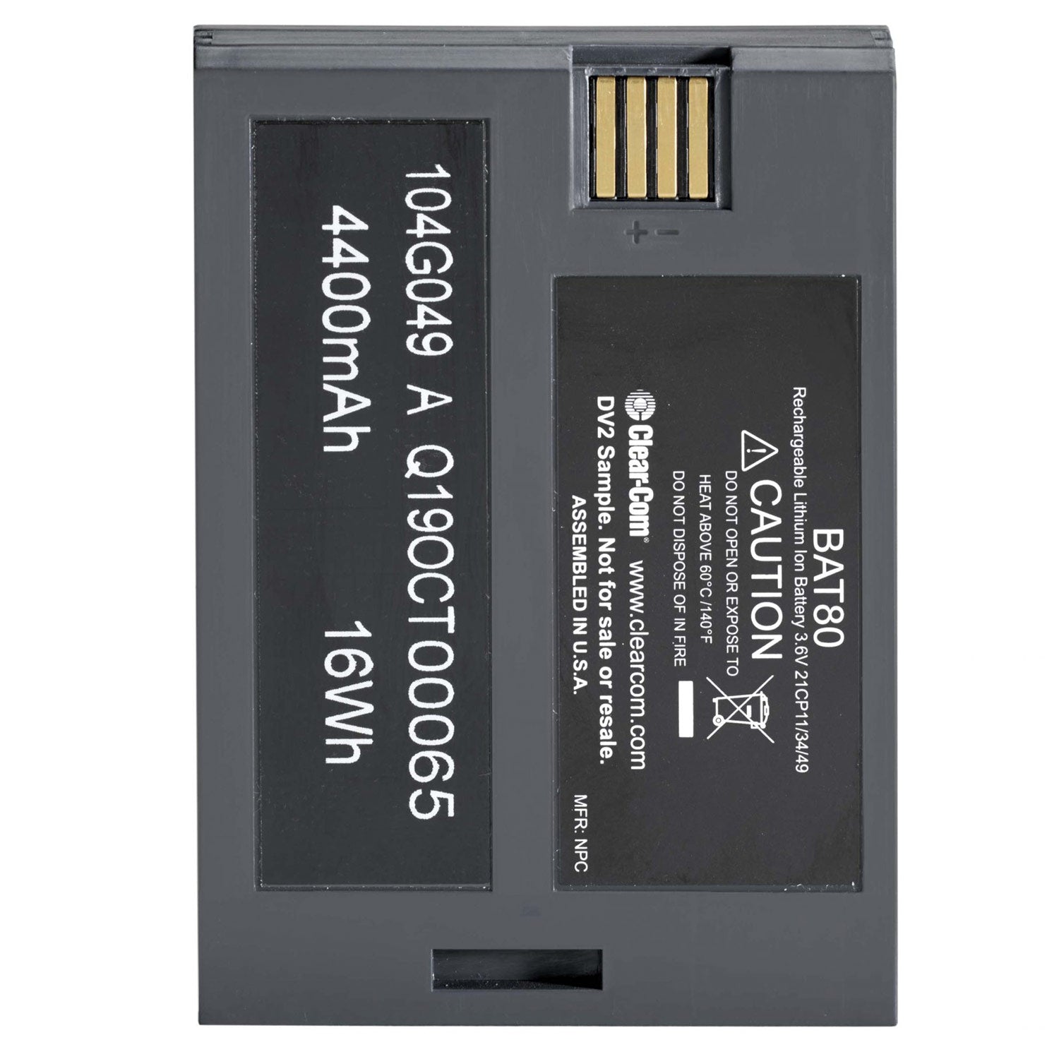 Clear-Com BAT80 - Lithium-Ion Battery for FreeSpeak Edge Belt Packs