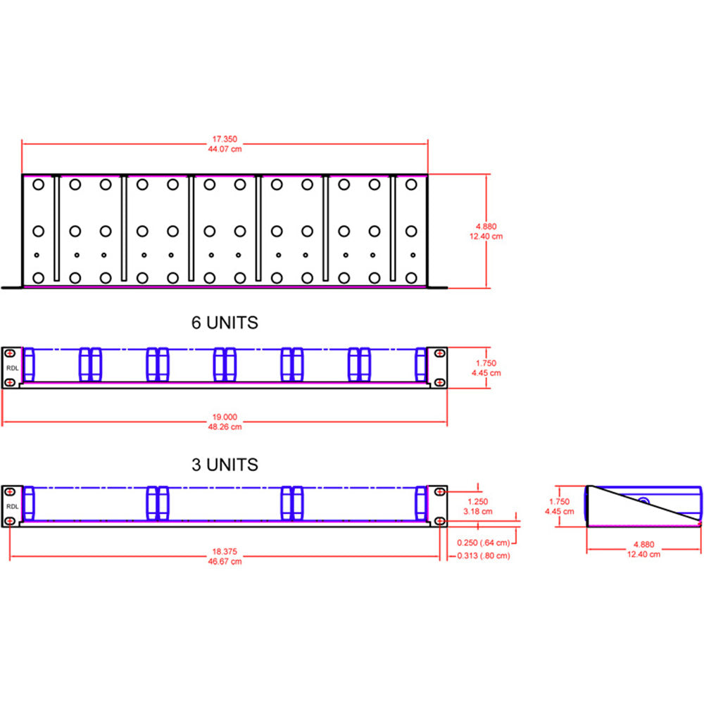 RDL EZ-RA6 Rack Adapter for 6 Increments of 1/6 Rack Width