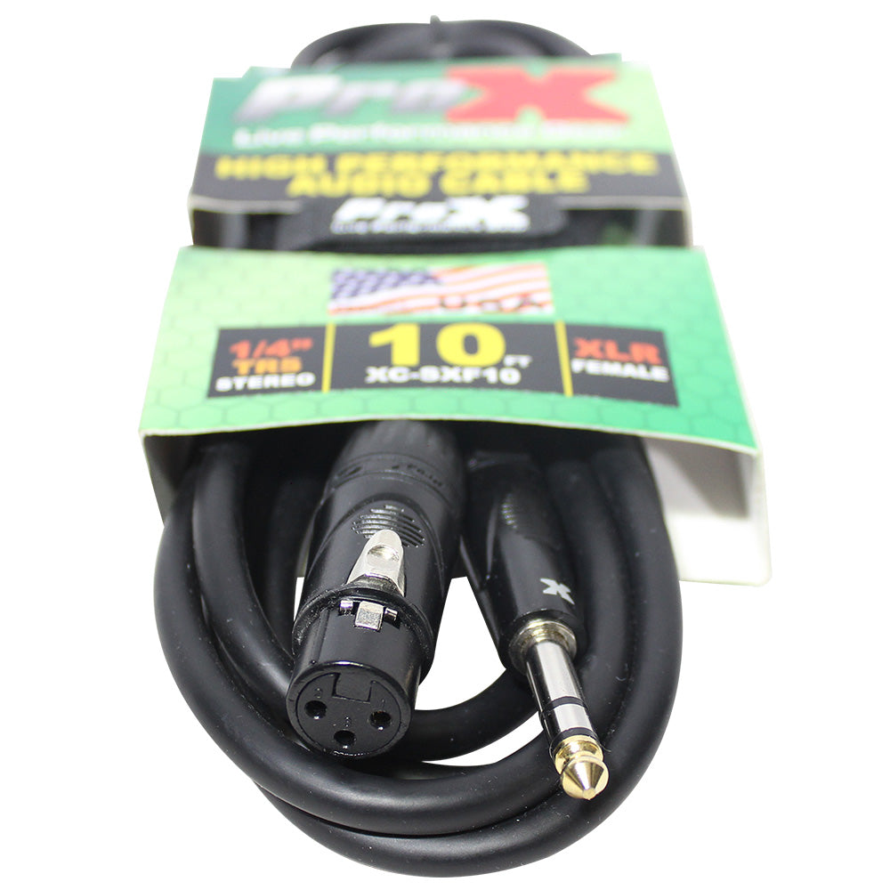ProX XCSXF10 10FT. 1/4" TRS Balanced To XLR-F Cable