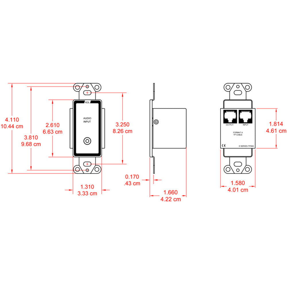 RDL D-TPS8A Decora Mount Active Format-A Sender - Mini Input (White)