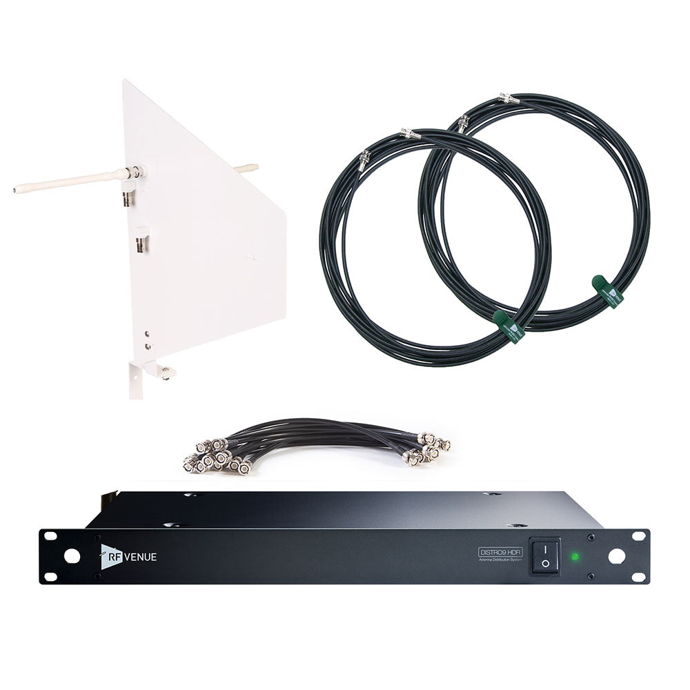 RF Venue DFINWD9 - DISTRO9 HDR Antenna Distribution System with White Install Antenna and Cable Kit