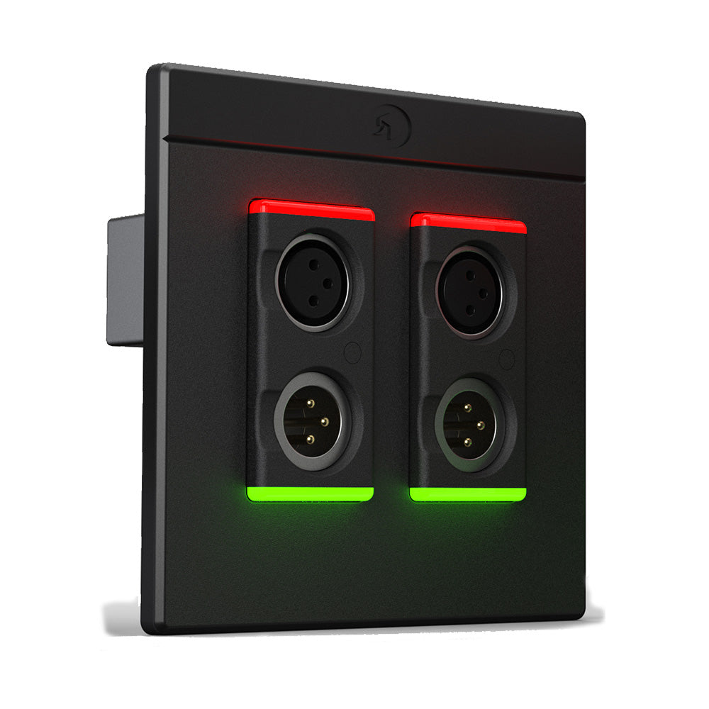 Symetrix xIO XLR-2x2 - Double Gang Wall Plate Analog to Dante Interface (Black)