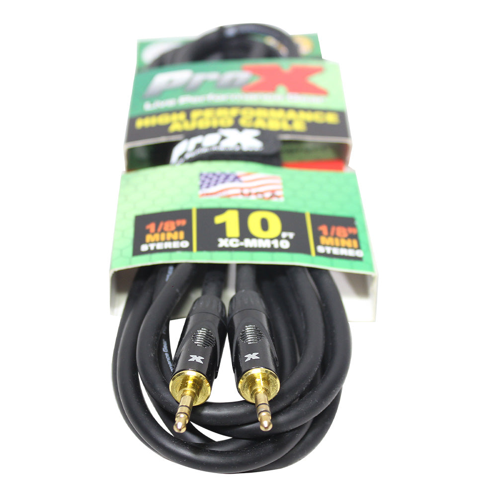 ProX XC-MM10 10 Ft. Balanced TRS-M Mini 1/8" to TRS-M Mini 1/8" High Performance Audio Cable
