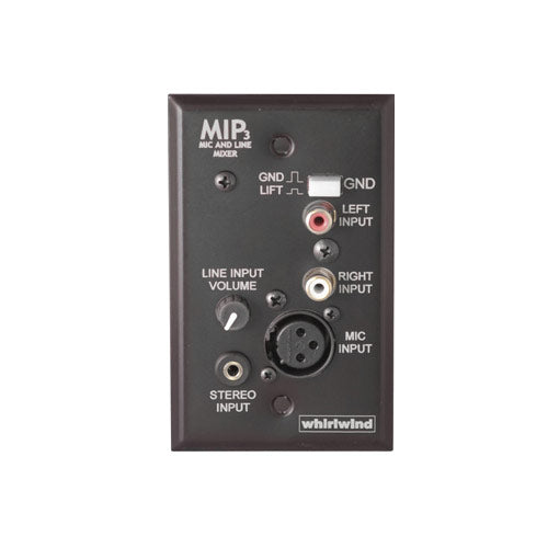 Whirlwind MIP3B Media Input Plate (XLR/Mini/Dual RCA - Black)