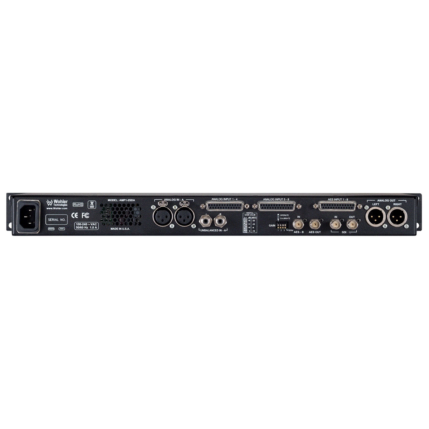 Wohler AMP1-2SDA+ 2-Channel 3G/HD/SDI/AES3/Analog Audio Monitor (with Additional Inputs)