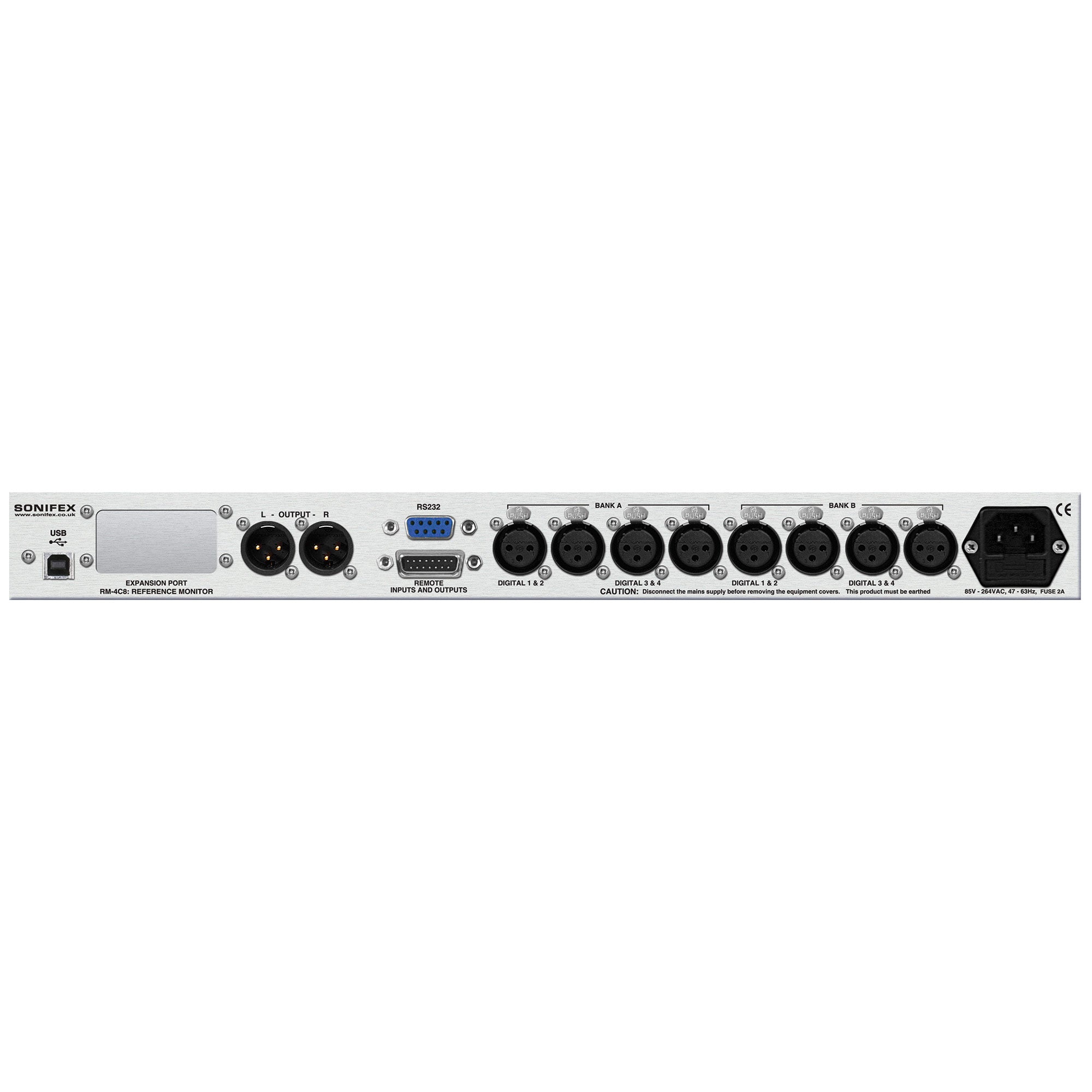 Sonifex RM-4C8 Reference Monitor, 4 LED Meters, 8 Channel Inputs & Dual Source Selectors