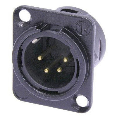 Neutrik NC4MD-L-B-1 DL1 Series 4 Pin Male Panel Mount Receptacle - Black/Gold