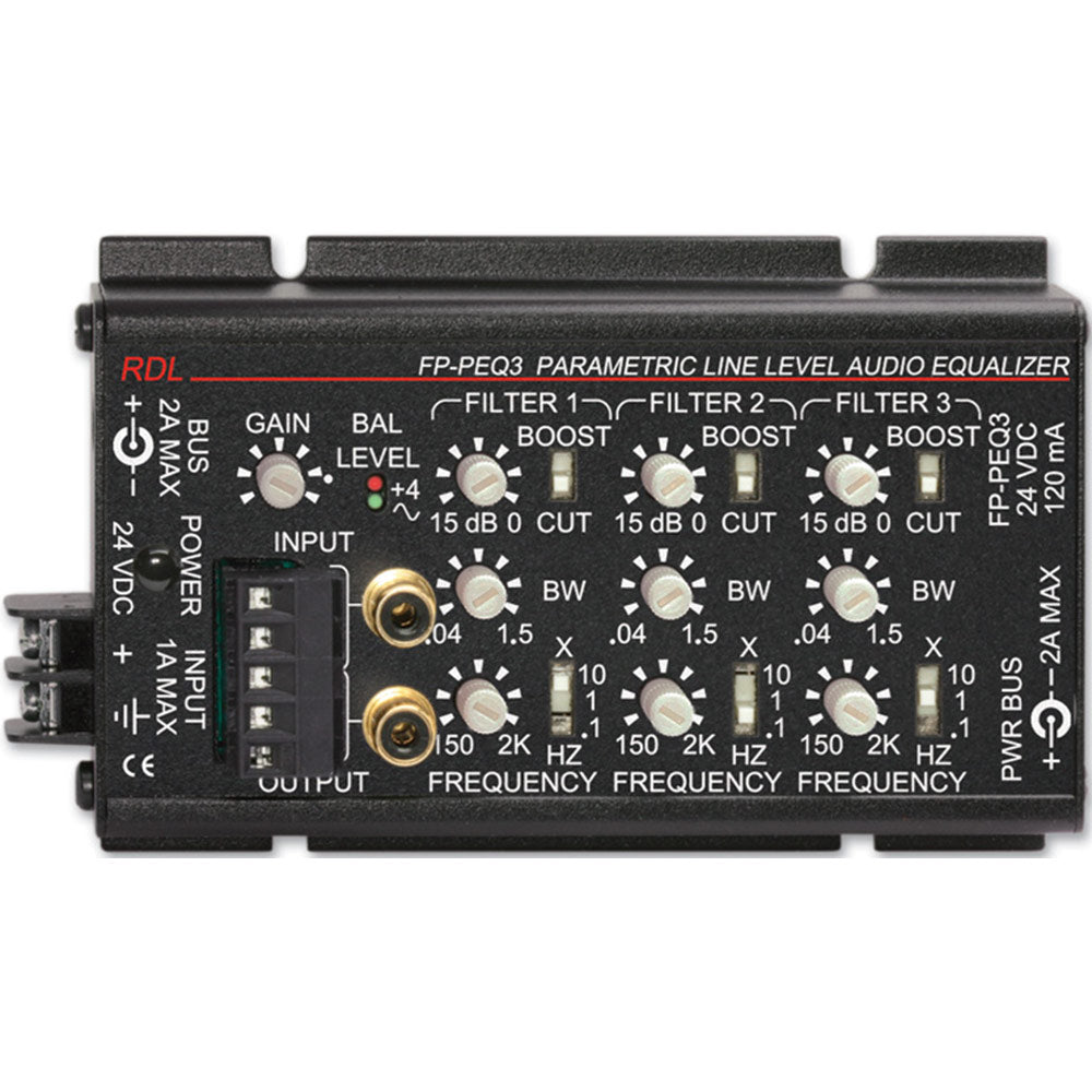 RDL FP-PEQ3 3 Band Parametric Equalizer - Terminals/Phono Jacks