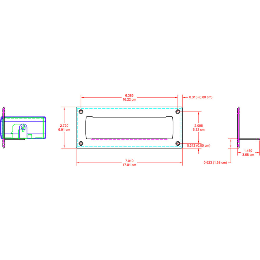 RDL EZ-SMB2 Surface Mount Bezel for 1/3 Rack Width EZ Products