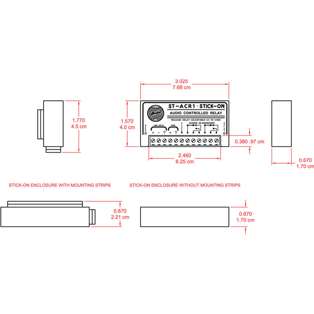 RDL ST-ACR1M Mic-Level Audio Controlled Relay - Delay 0.5 to 5.0 Seconds
