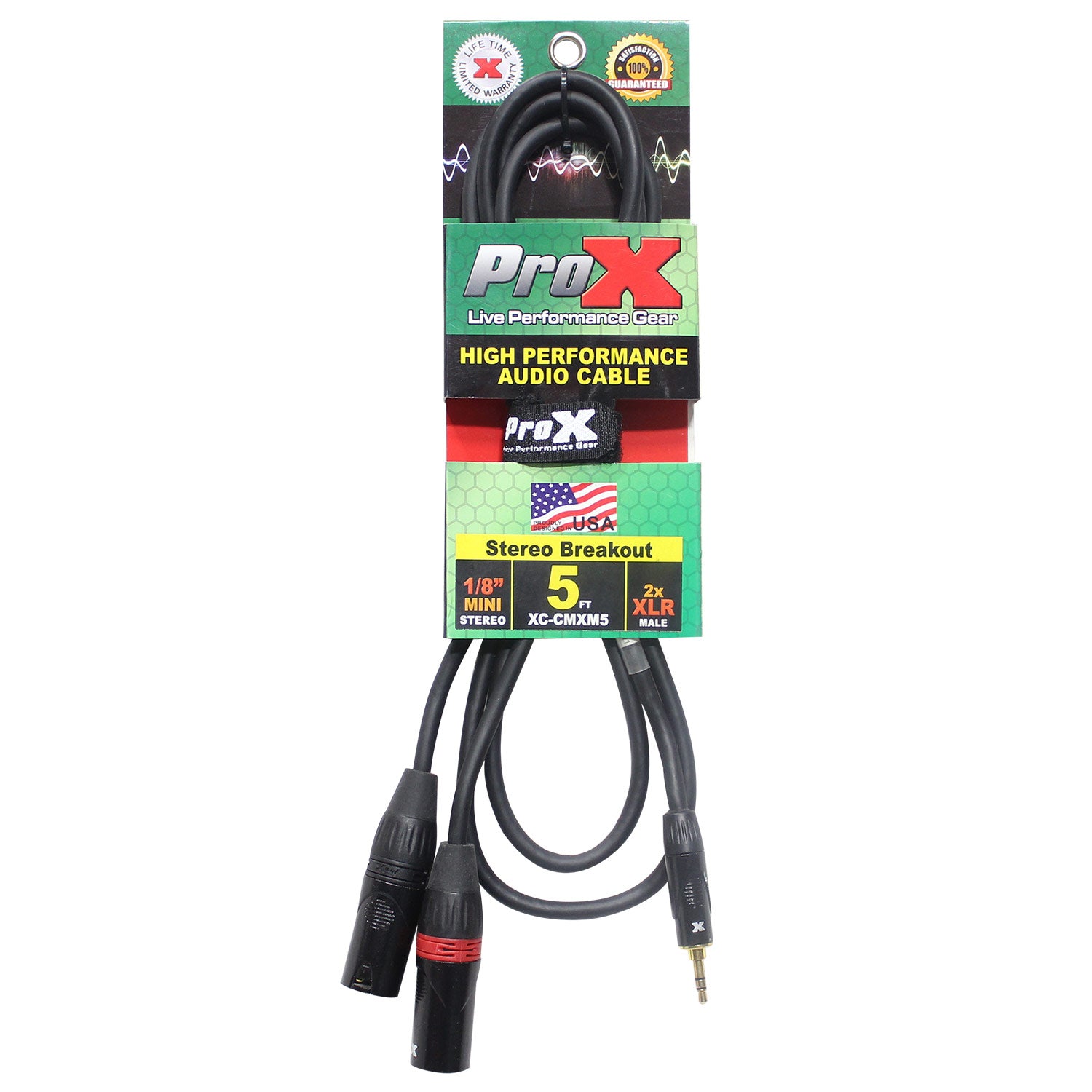 ProX XCCMXM5 5FT. 3.5MM TRS To Dual XLR-M Cable