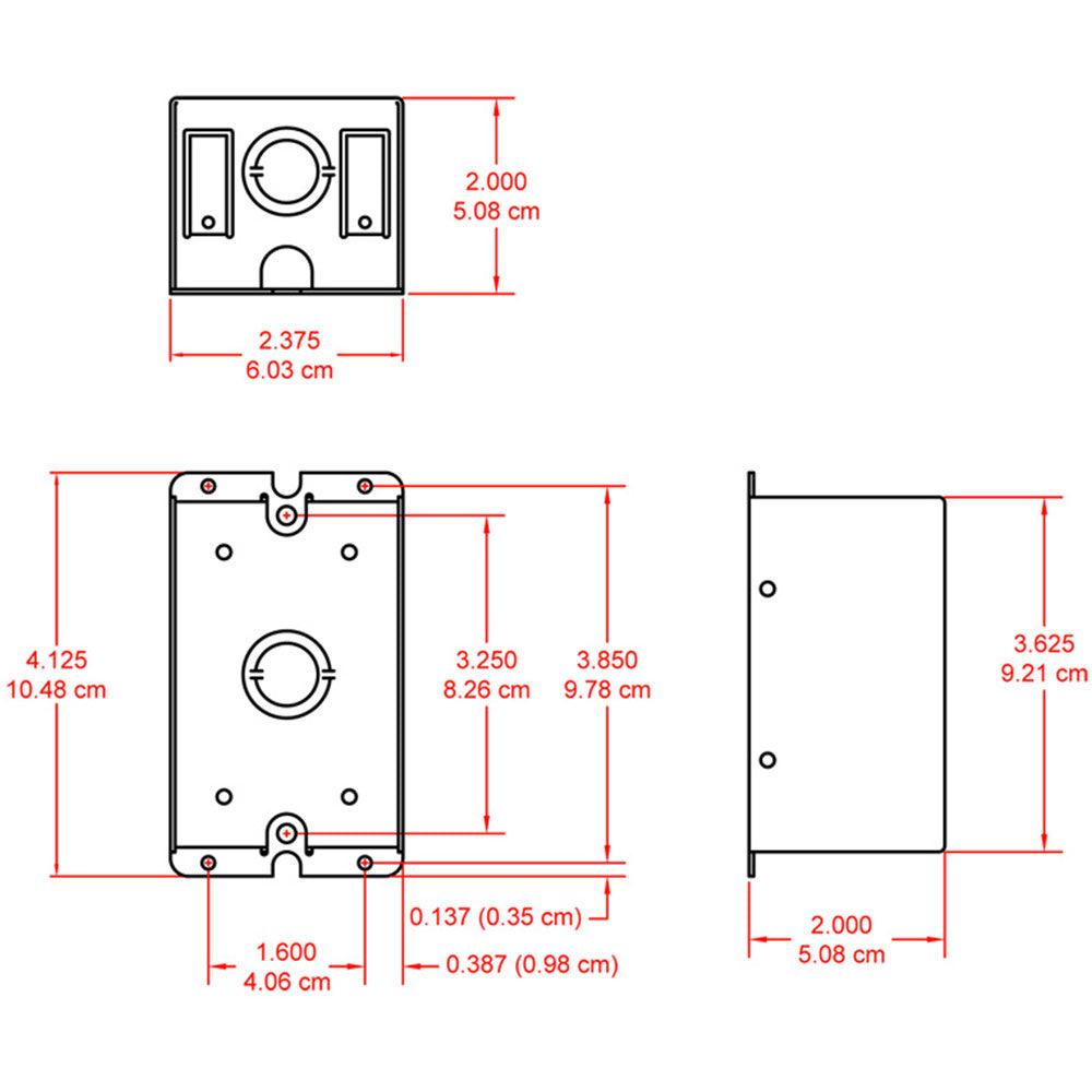 RDL WB-1U Universal Wall Box - Single - for US and International Installations