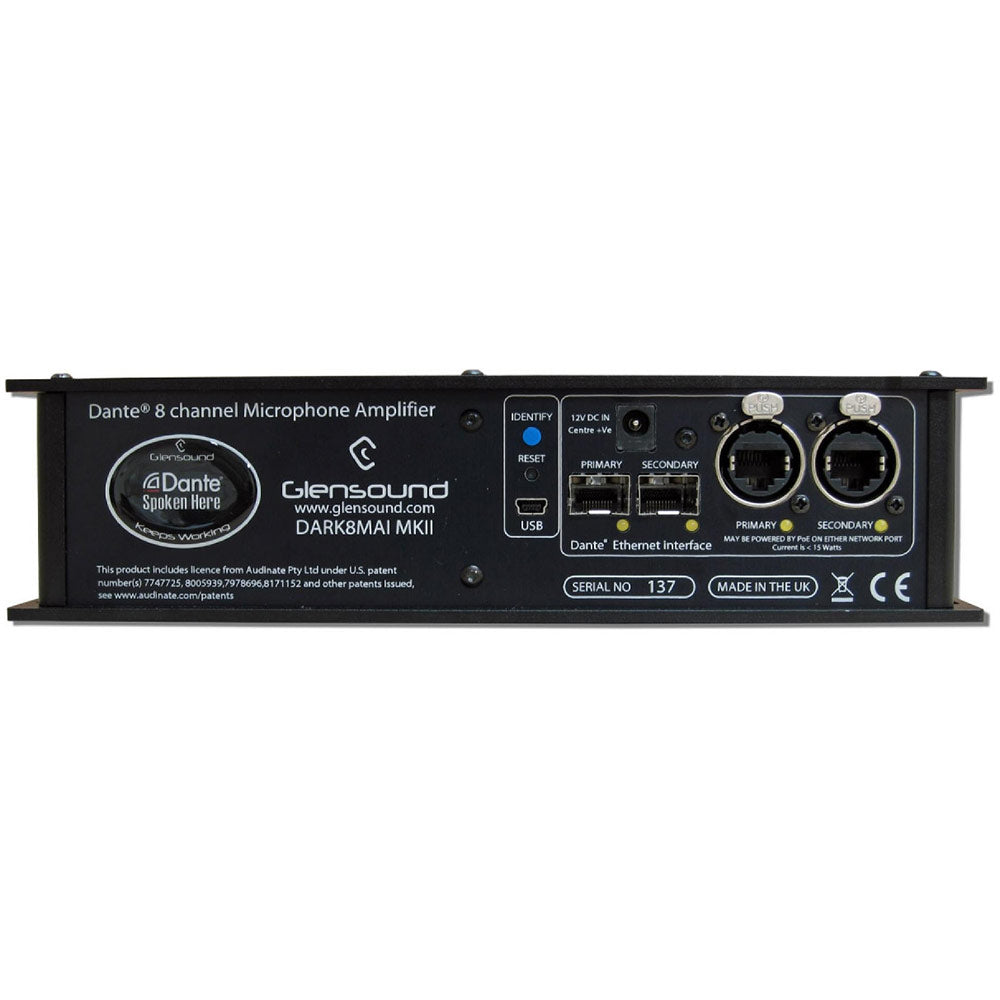 Glensound DARK8MAI MKII - 8 Input Mic Amp for Dante/ AES67