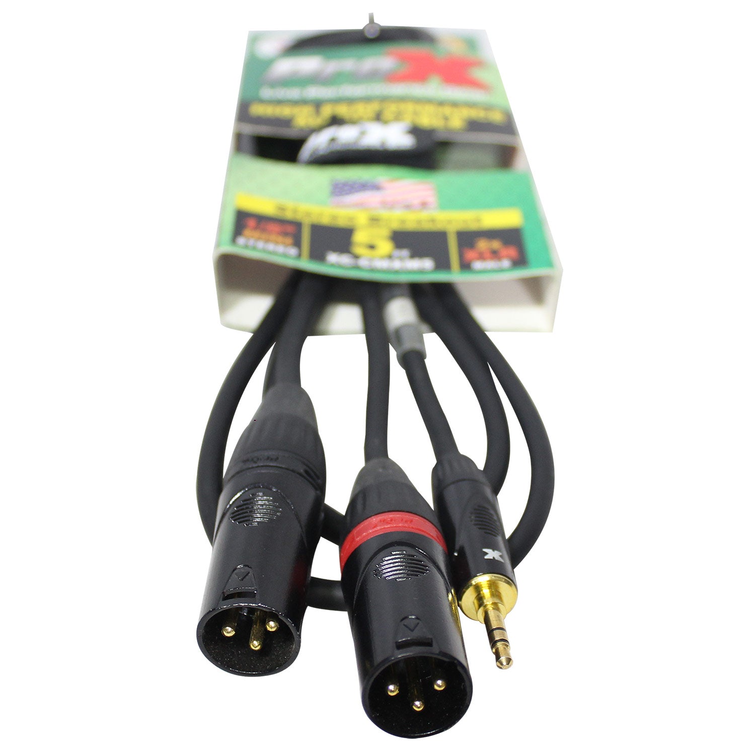 ProX XCCMXM5 5FT. 3.5MM TRS To Dual XLR-M Cable