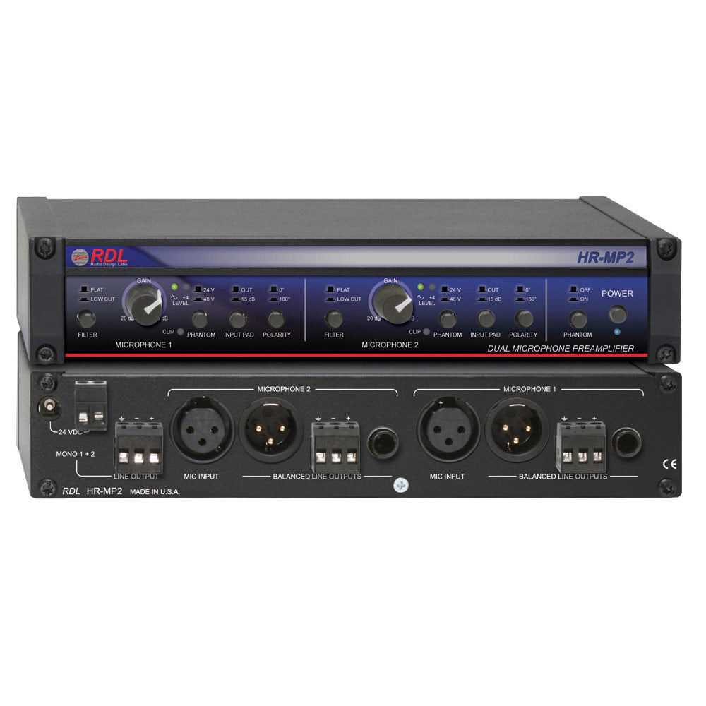 RDL HR-MP2 2 Channel Installation Microphone Preamp