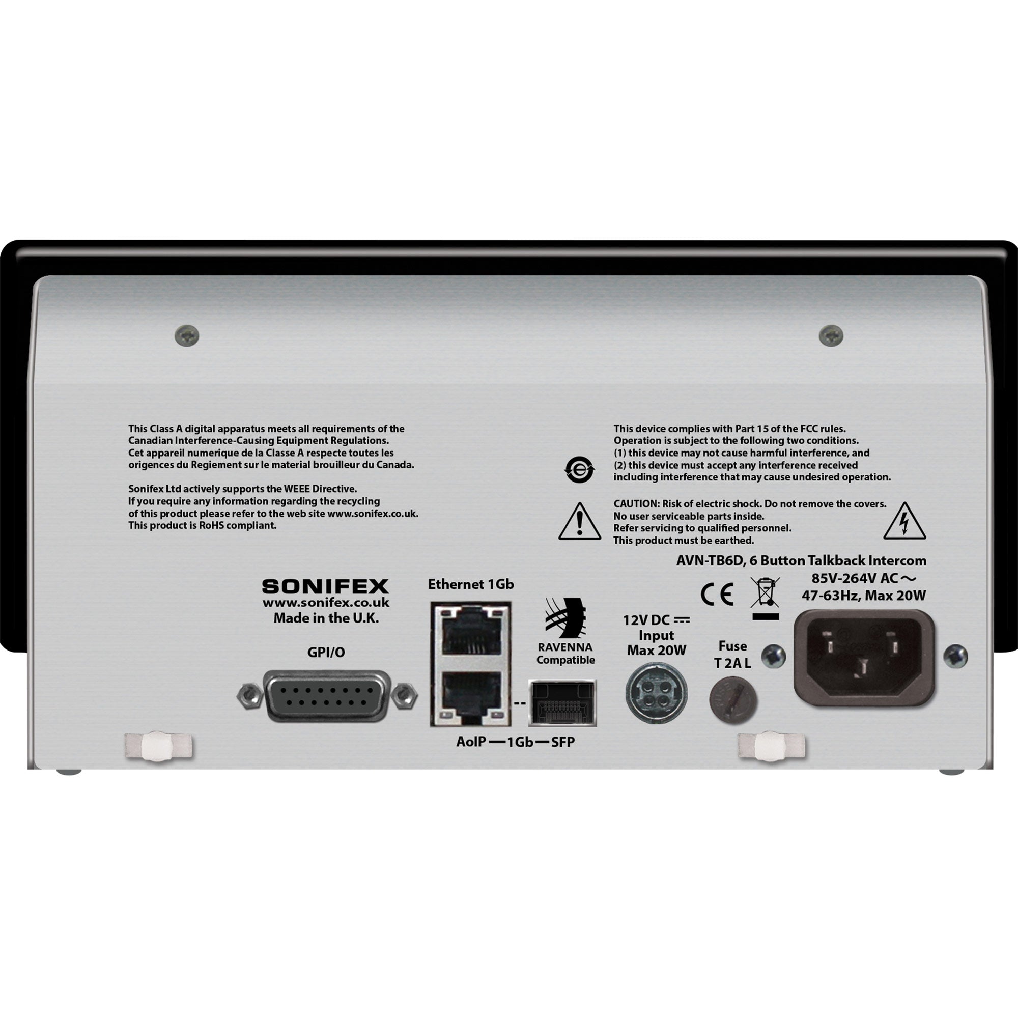 Sonifex AVN-TB6D 6 Button Talkback Intercom (Desktop Version)