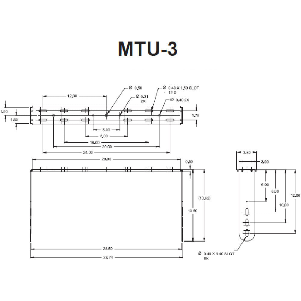 JBL MTU-3 28.5" U Bracket Mount for AE Series Speakers (Black)