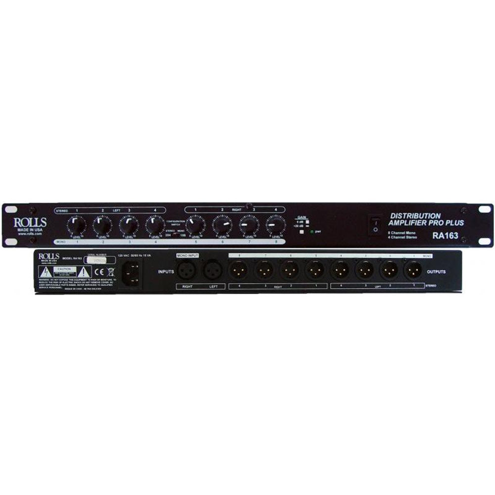 Rolls RA163 8-Channel XLR Distribution Amplifier with Channel Attenuation