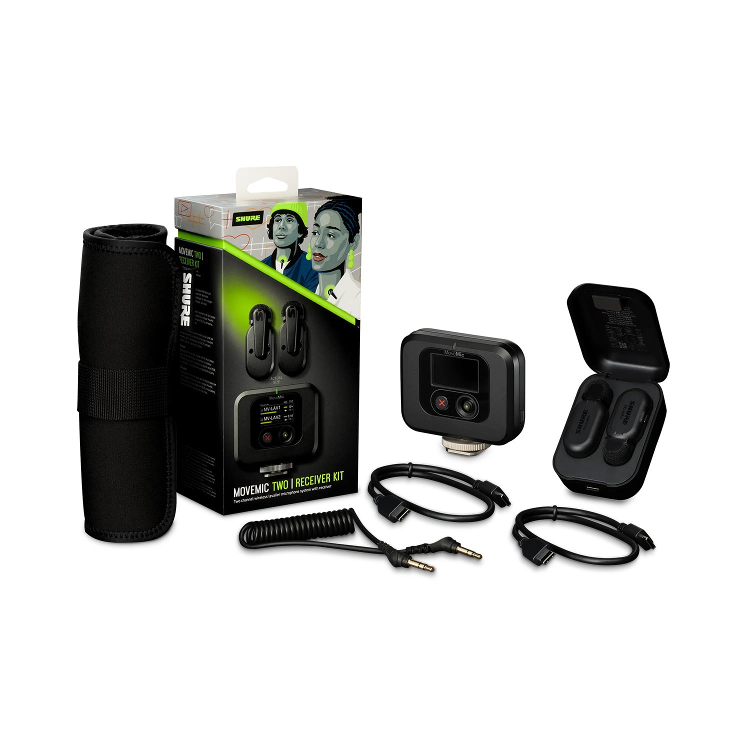 Shure MoveMic Two Receiver Kit - Dual Lavalier Wireless System with Shoe Mount Receiver