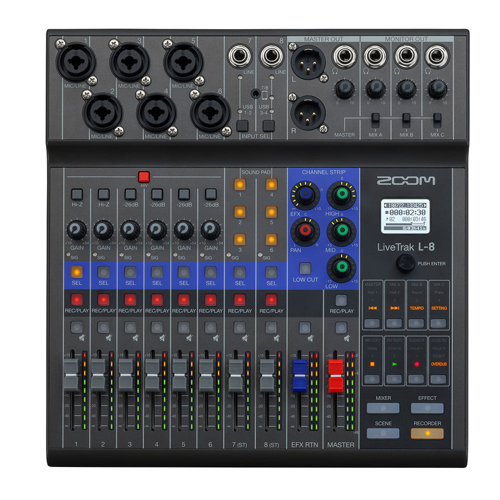Zoom LiveTrak L-8 Podcasting Mixer with Onboard Recording