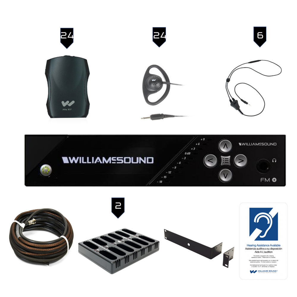 Williams AV FM 557-24 PRO FM Plus Large-Area Dual Assistive Listening System w/ R37 Receivers