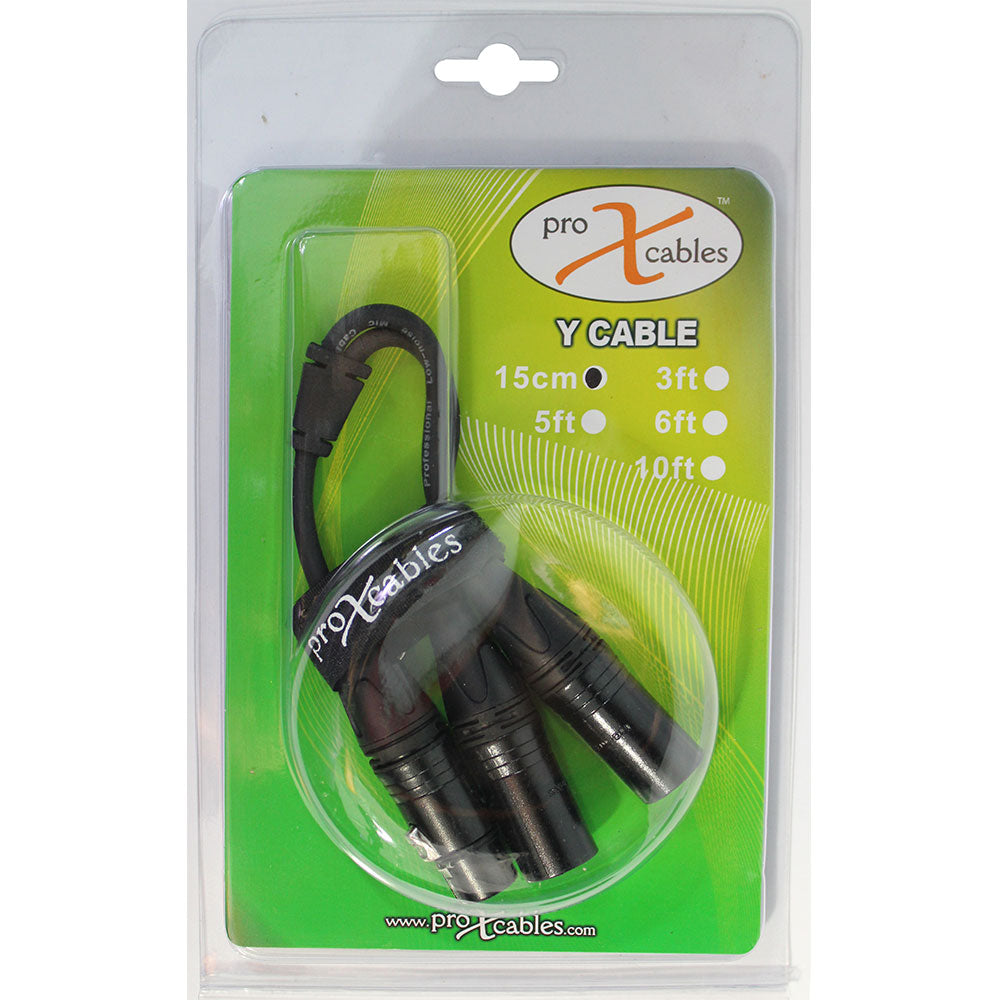ProX XC-YXF 6 In. Balanced XLR-F to Dual XLR-M High Performance Audio Y Cable