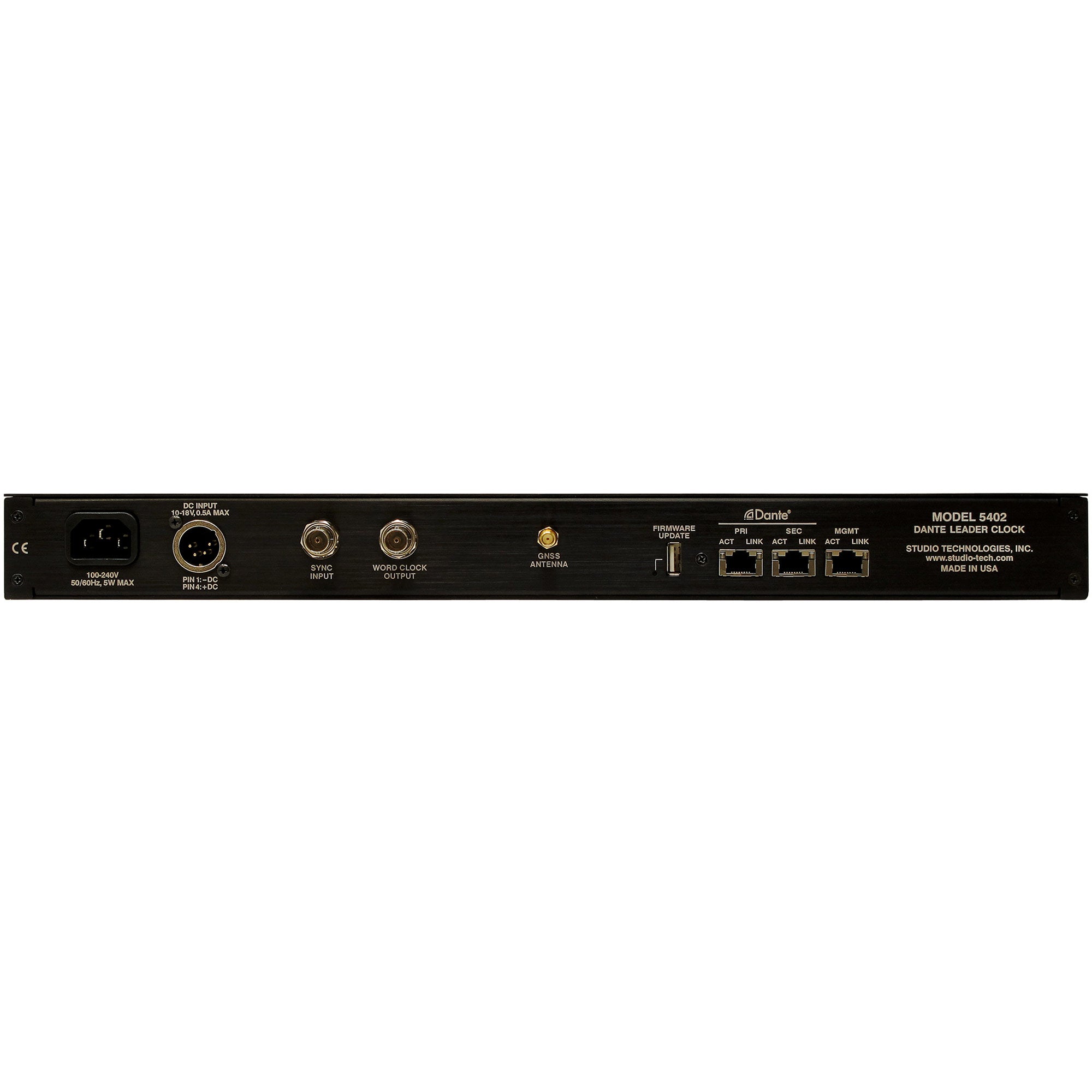 Studio Technologies Model 5402 Dante Leader Clock with GNSS Synchronization