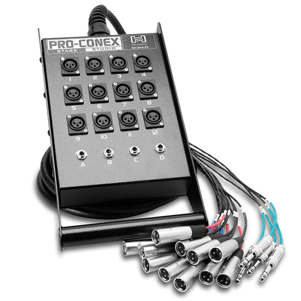 Hosa SH-12X4-50 Pro-Conex Stage Box Snake, Hosa 12 x XLR Sends and 4 x 1/4 inch TRS Returns, 50 ft